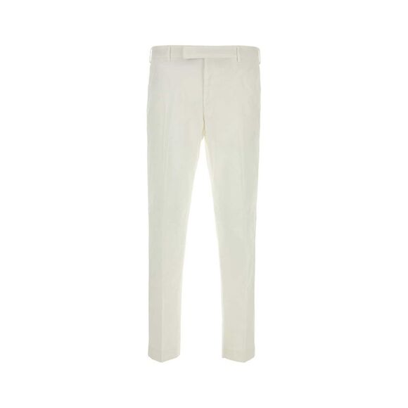 Pt Torino Men White Stretch Cotton Pant